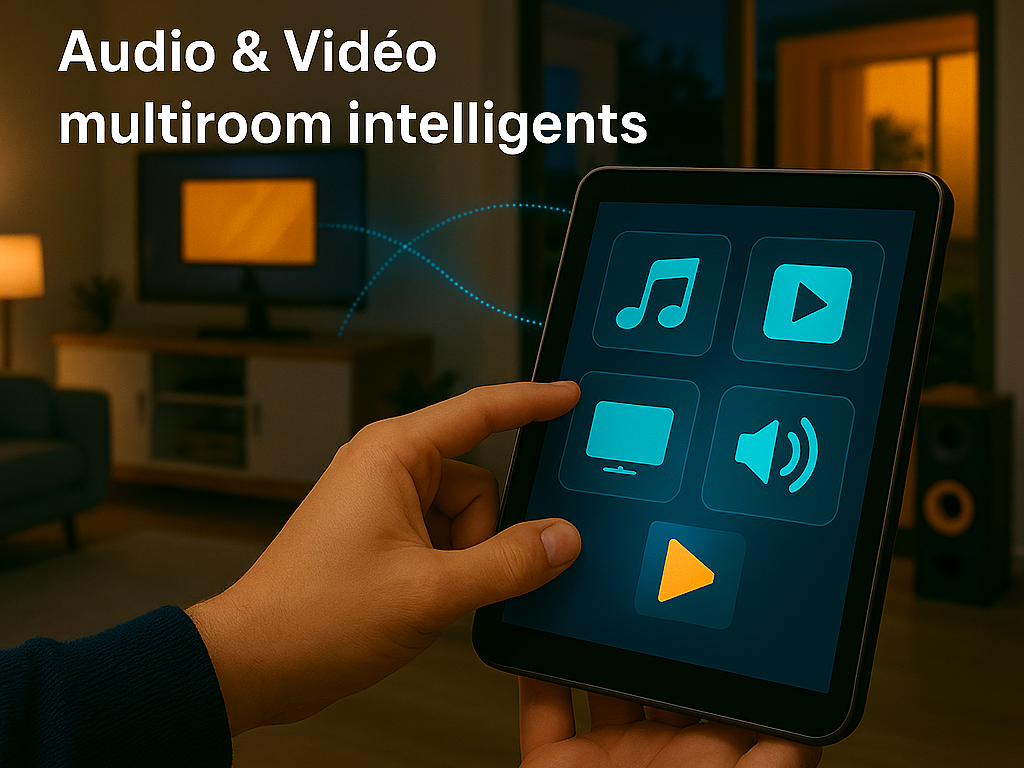 Audio & Vidéo multiroom intelligents – Son et image partout, contrôlés à distance Domotique Tunisie – Audio & Vidéo multiroom intelligents avec HK Vision